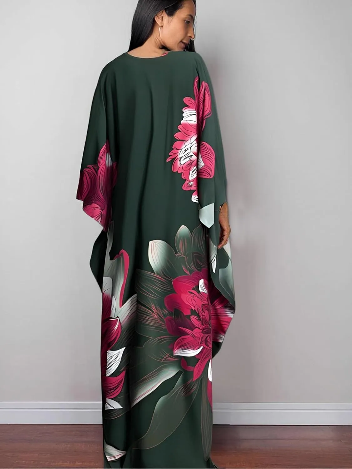 Swimsuit Cover ups Plus Size Caftans Beach Cover Up Maxi Beach Dress Vneck Batwing Sleeve Kaftan Dresses for Women