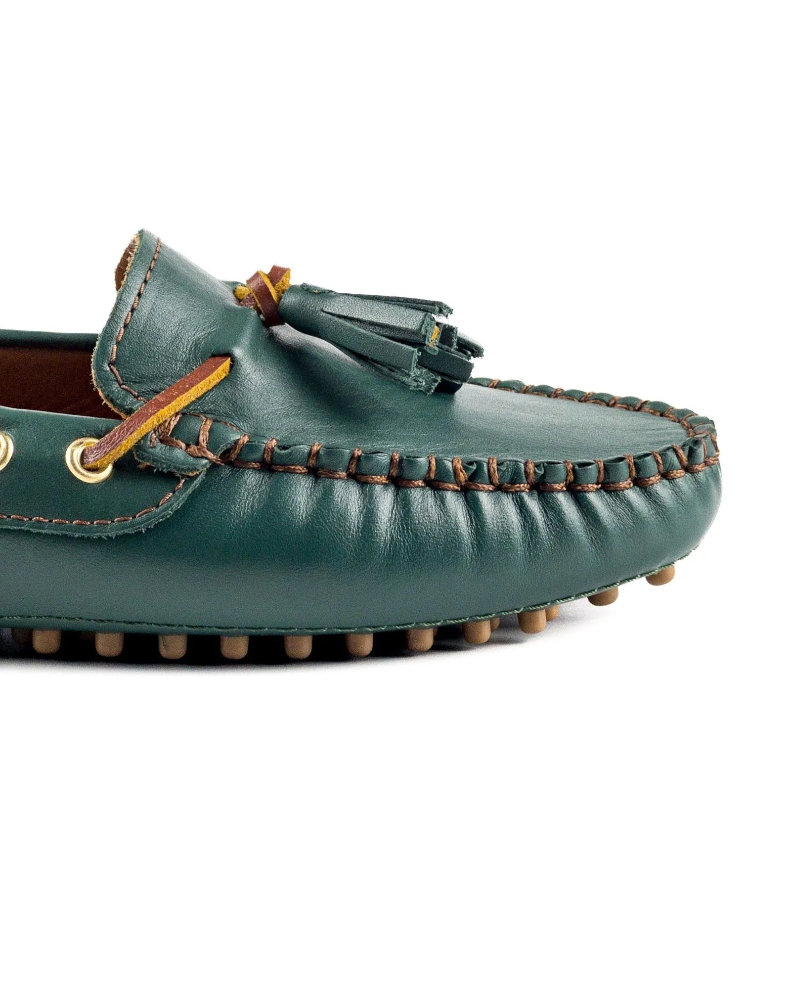 T-Samos Women's Green Genuine Leather Loafer Shoes