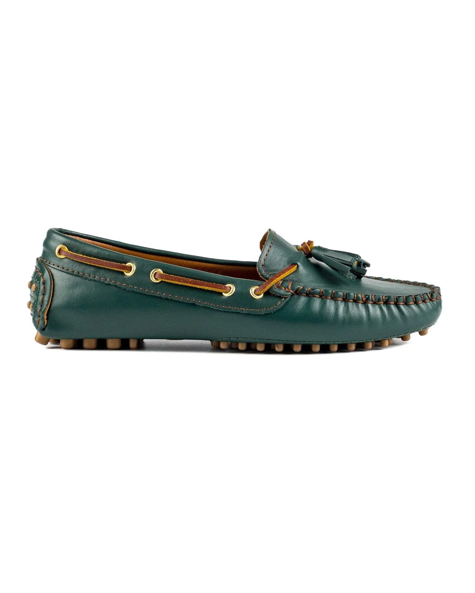 T-Samos Women's Green Genuine Leather Loafer Shoes