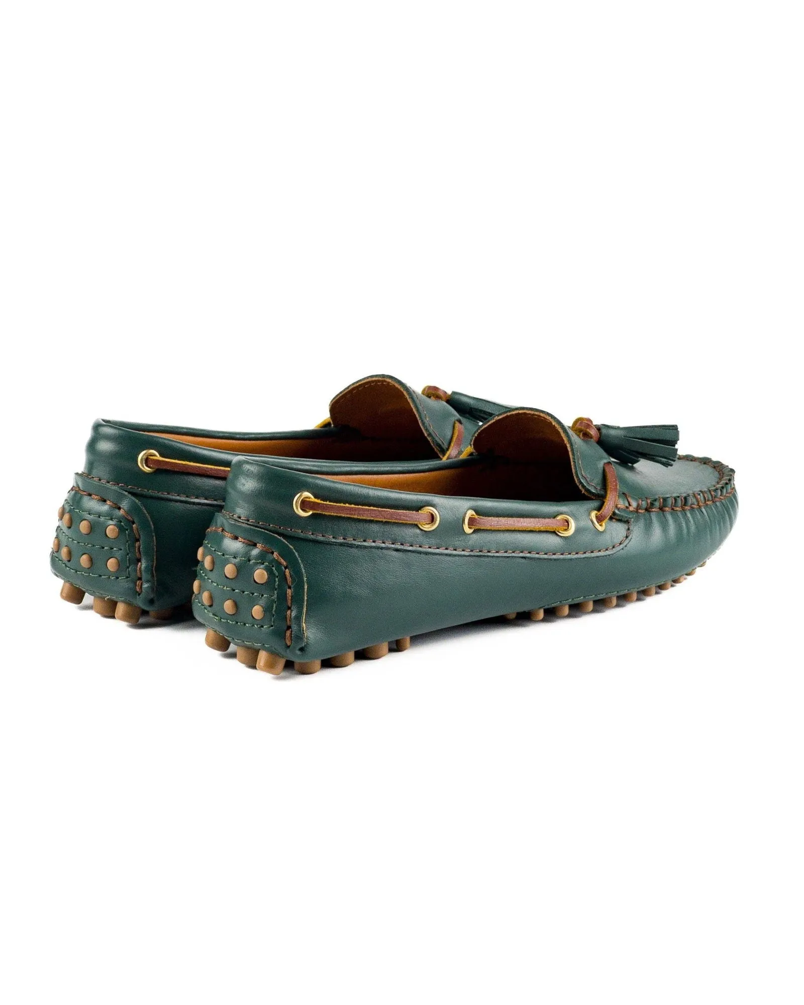 T-Samos Women's Green Genuine Leather Loafer Shoes