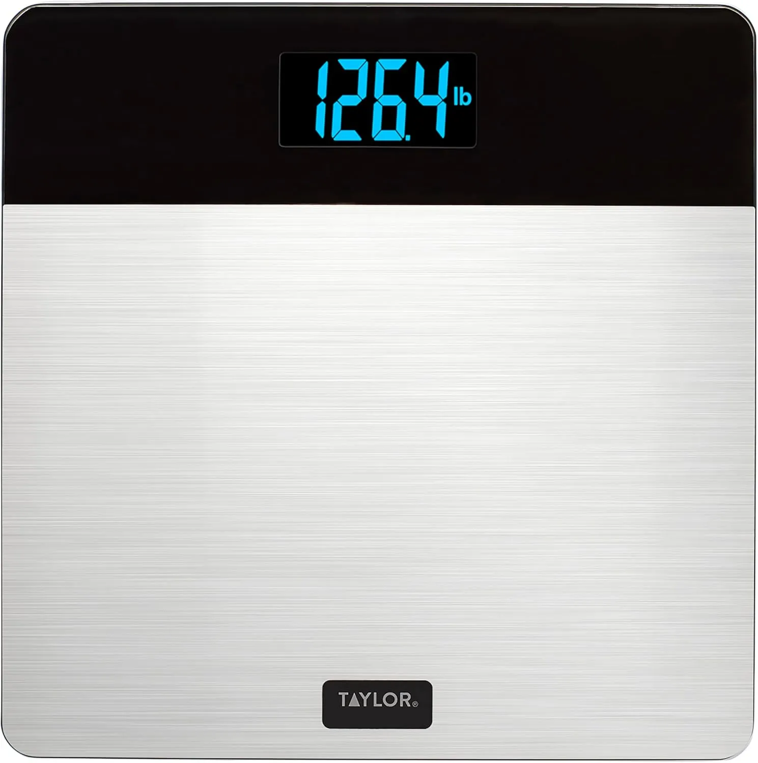 Taylor Digital Brushed Stainless Steel Scale, Bathroom Scale for Body Weight, Digital Bathroom Weighing Machine, Battery Powered, FSA HSA Eligible, Highly Accurate, Measures Weight up to 400 lb, Black