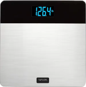 Taylor Digital Brushed Stainless Steel Scale, Bathroom Scale for Body Weight, Digital Bathroom Weighing Machine, Battery Powered, FSA HSA Eligible, Highly Accurate, Measures Weight up to 400 lb, Black