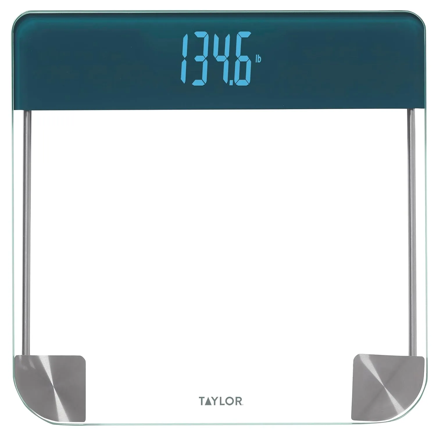 Taylor Digital Glass Bathroom Scale, Vanishing Display for Body Weight, Cyan Blue