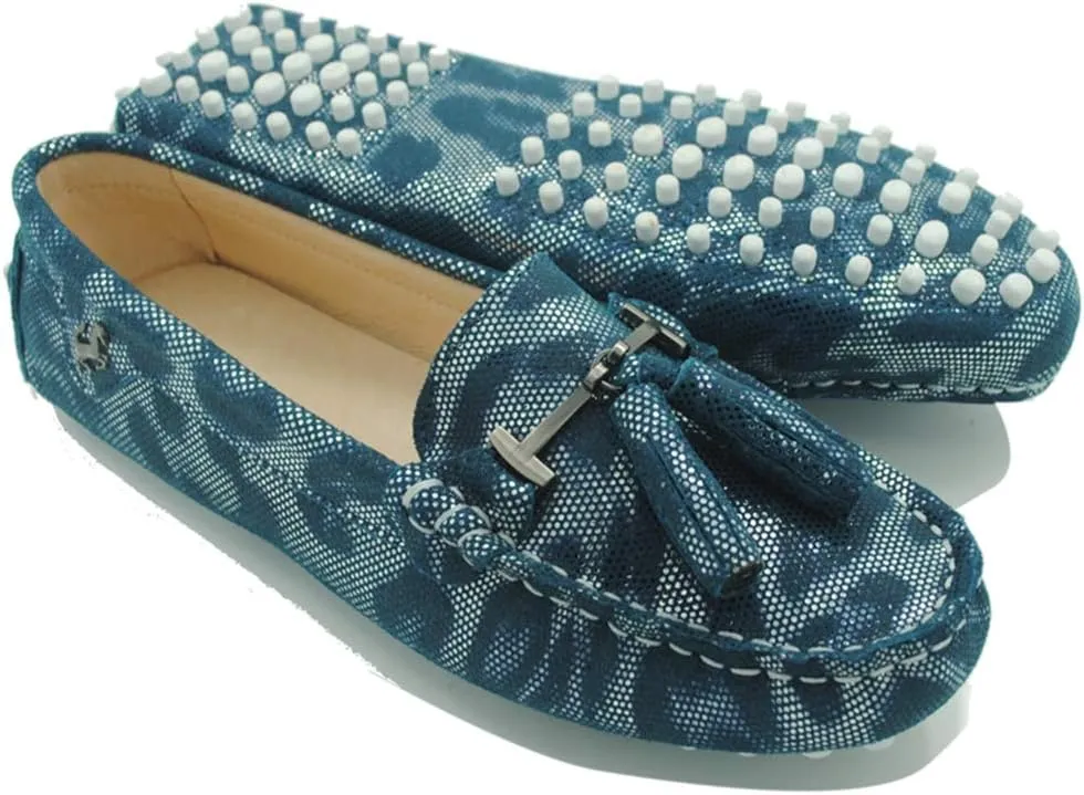 TDA Womens Casual Comfort Slip-on Metal Button Tassel Leather Driving Walking Leisure Weekend Loafers Boat Shoes