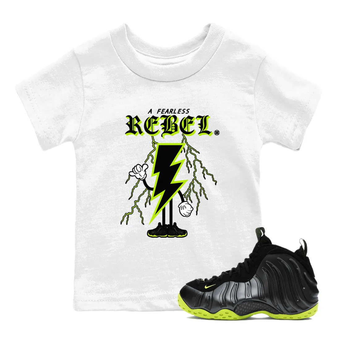 Technologically advanced Tees Air Sneaker One Foamposite Black SNRT Volt Fearless Kids - Fully customizable Rebel
