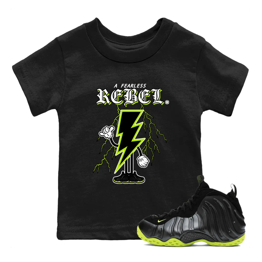 Technologically advanced Tees Air Sneaker One Foamposite Black SNRT Volt Fearless Kids - Fully customizable Rebel