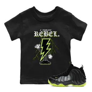 Technologically advanced Tees Air Sneaker One Foamposite Black SNRT Volt Fearless Kids - Fully customizable Rebel