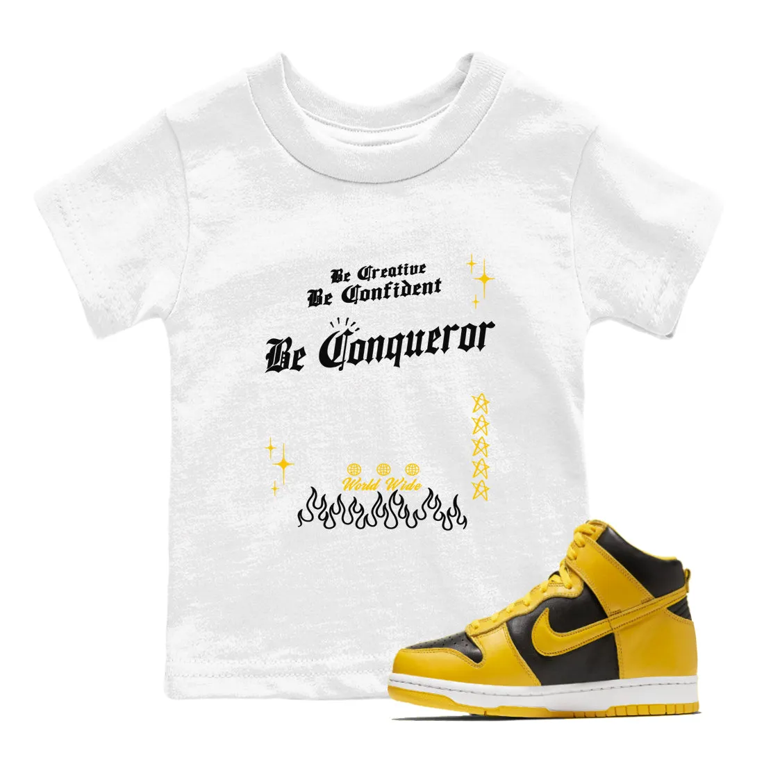 Tees Sneaker Worldwide shipping - Dunk SNRT Kids High Be Conqueror Pollen Certified