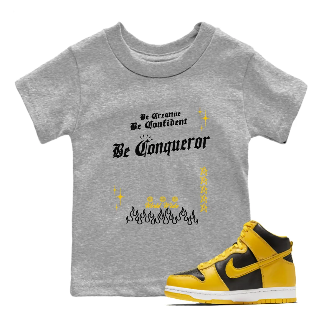 Tees Sneaker Worldwide shipping - Dunk SNRT Kids High Be Conqueror Pollen Certified