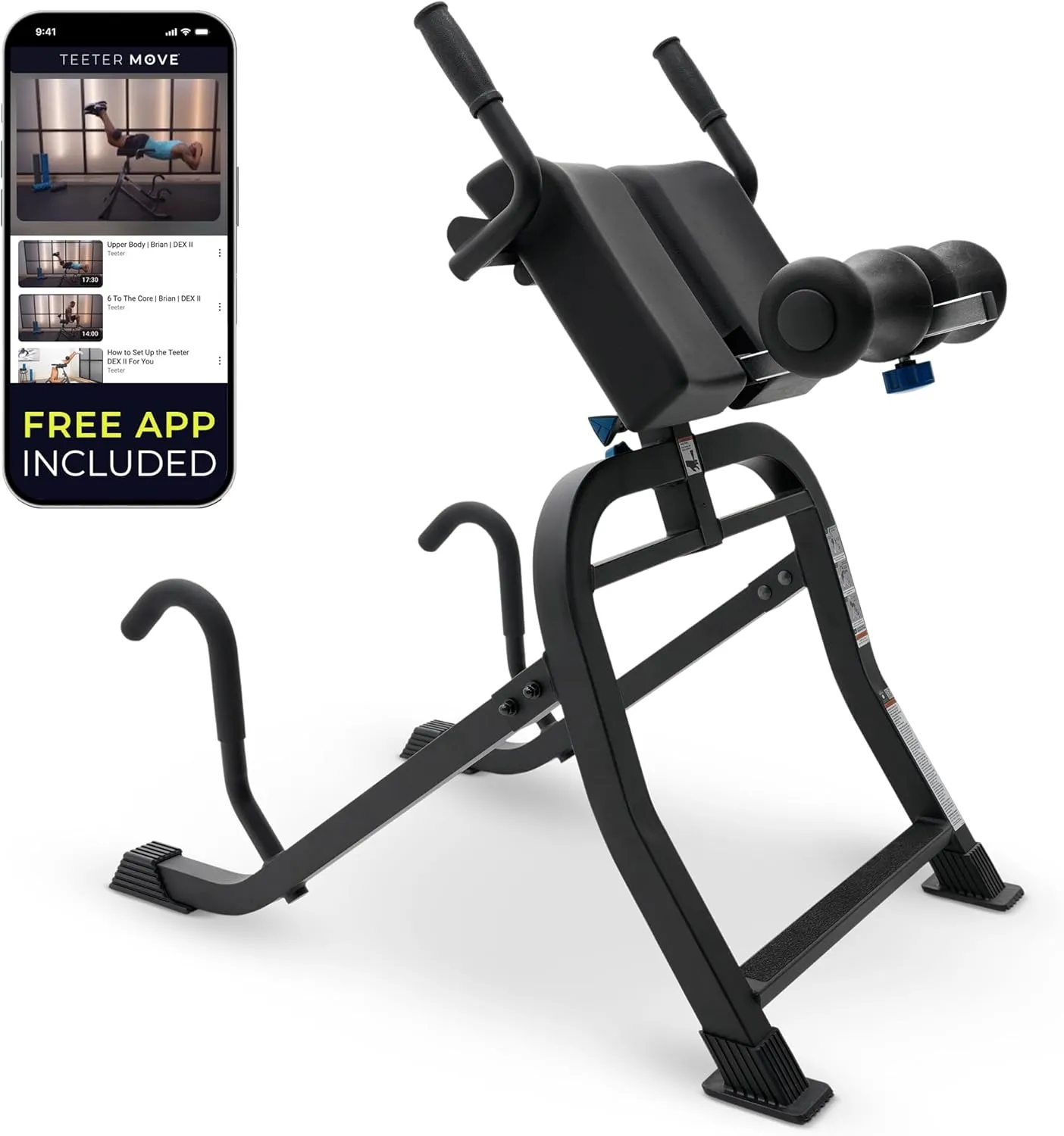 Teeter DEX II Inversion & Core Training; Decompression Roman Chair Hyperextension Bench for Ab, Back, & Core Strength; Commercial-Grade 350lb-Rated Home Exercise Equipment