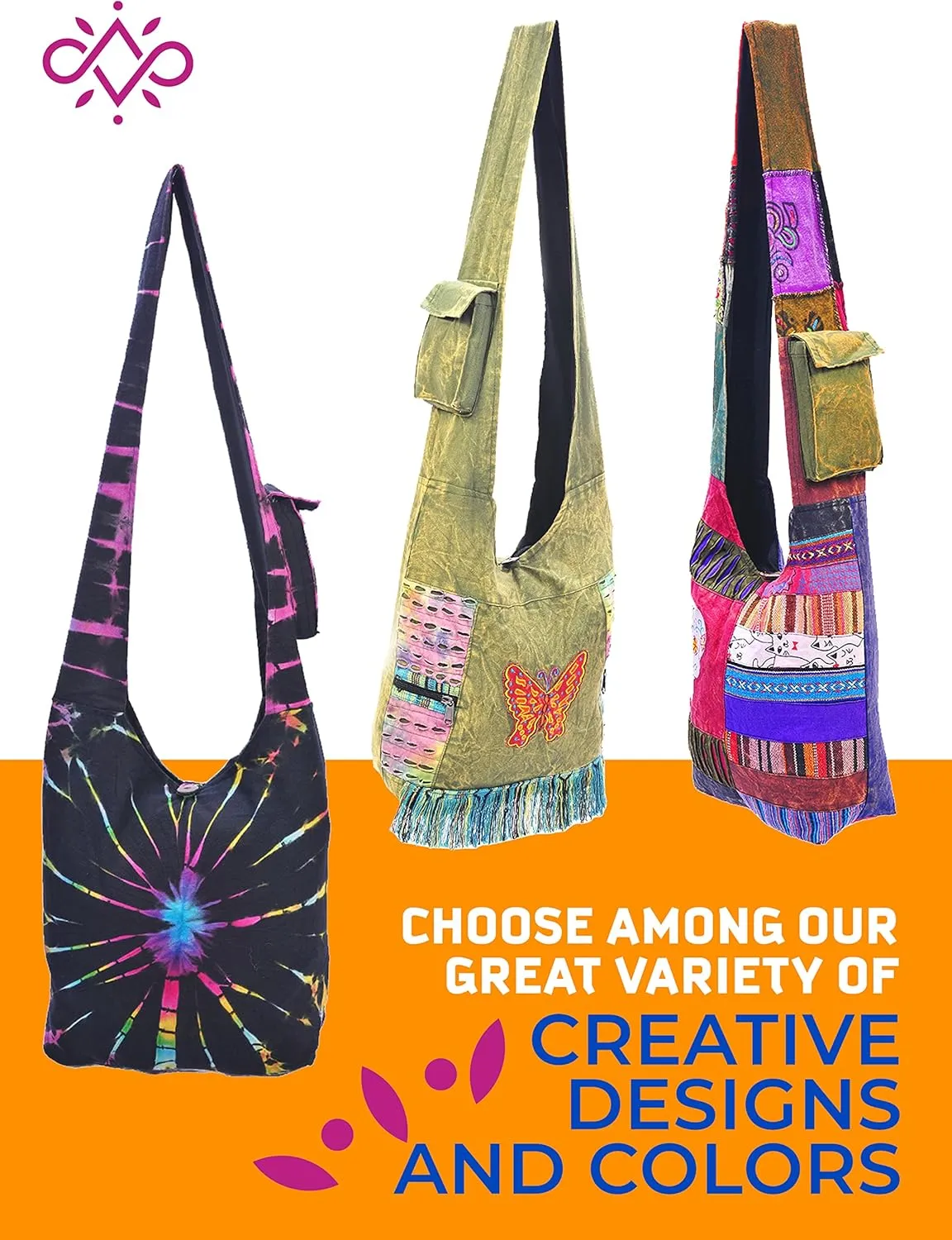THE COLLECTION ROYAL Hobo Crossbody Bags for Women, Boho Purse, Boho Bag | Hippie Bag, Indie Tote Bag, Cloth Purse for Women
