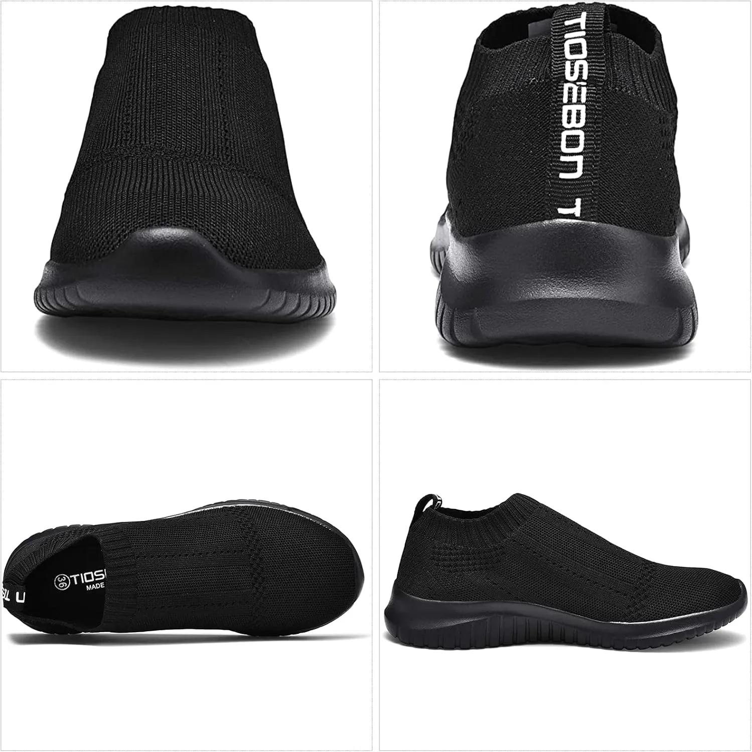 TIOSEBON Women's Walking Sock Shoes Elastic Knit Lightweight Slip on Breathable Yoga Sneakers