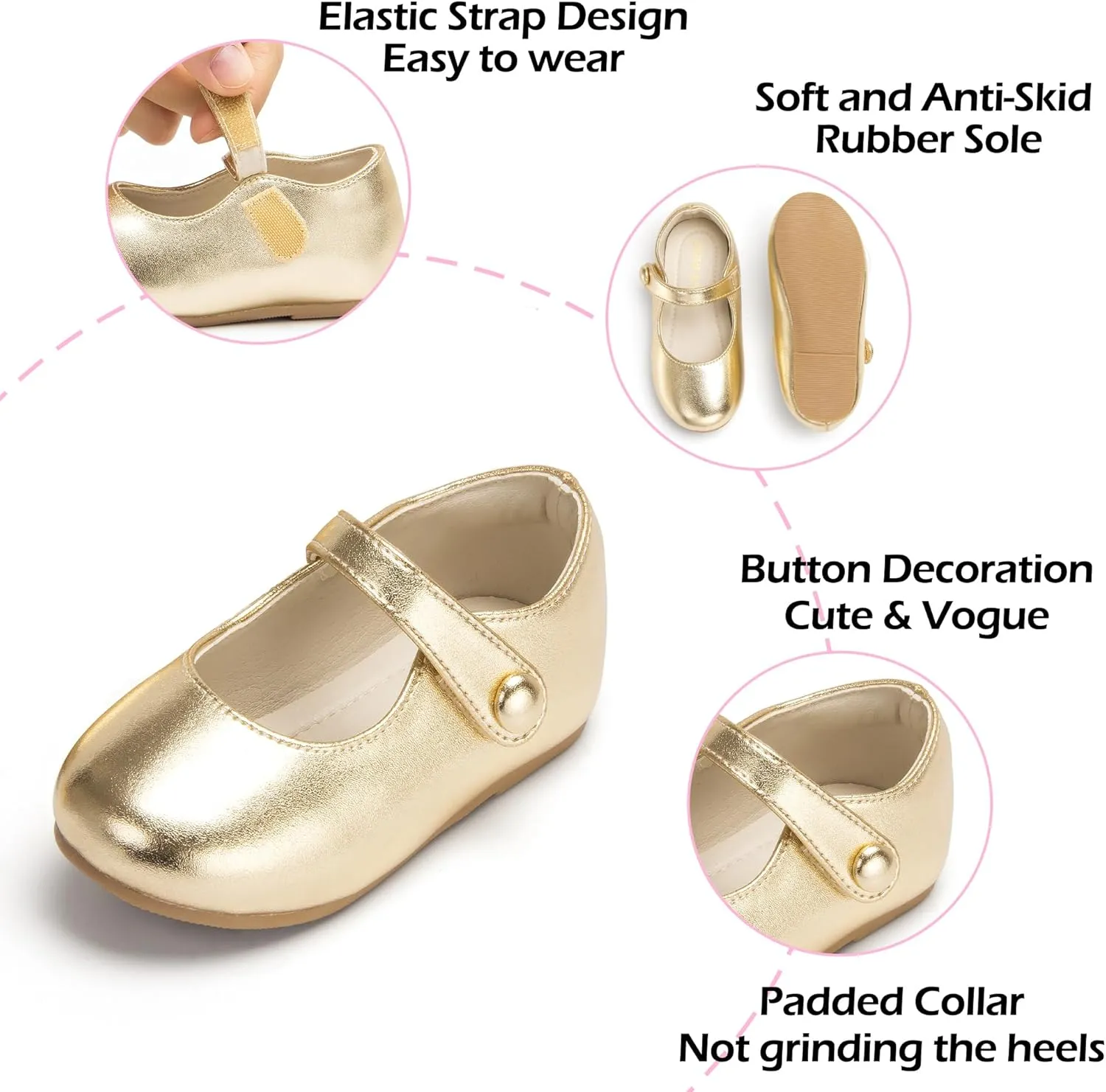 Toddler Flower Girl Dress Shoes - Little Girl Mary Janes for Wedding Party