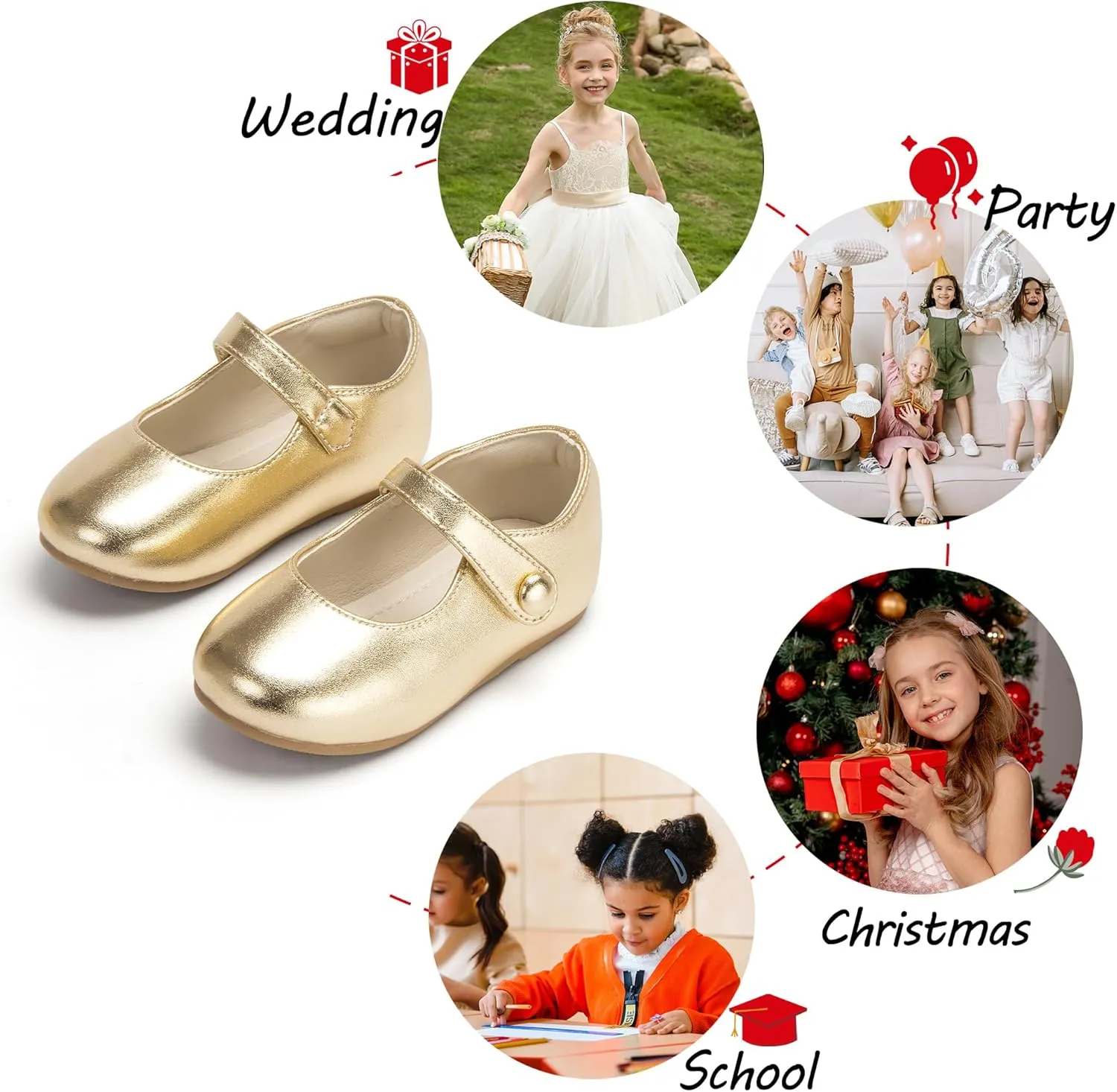 Toddler Flower Girl Dress Shoes - Little Girl Mary Janes for Wedding Party