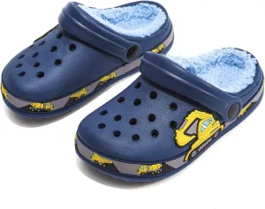 Toddler Lined Clog Slippers Winter Garden Sandals Kids House Shoes Warm Slip On Sneakers Cartoon Slides for Boys and Girls
