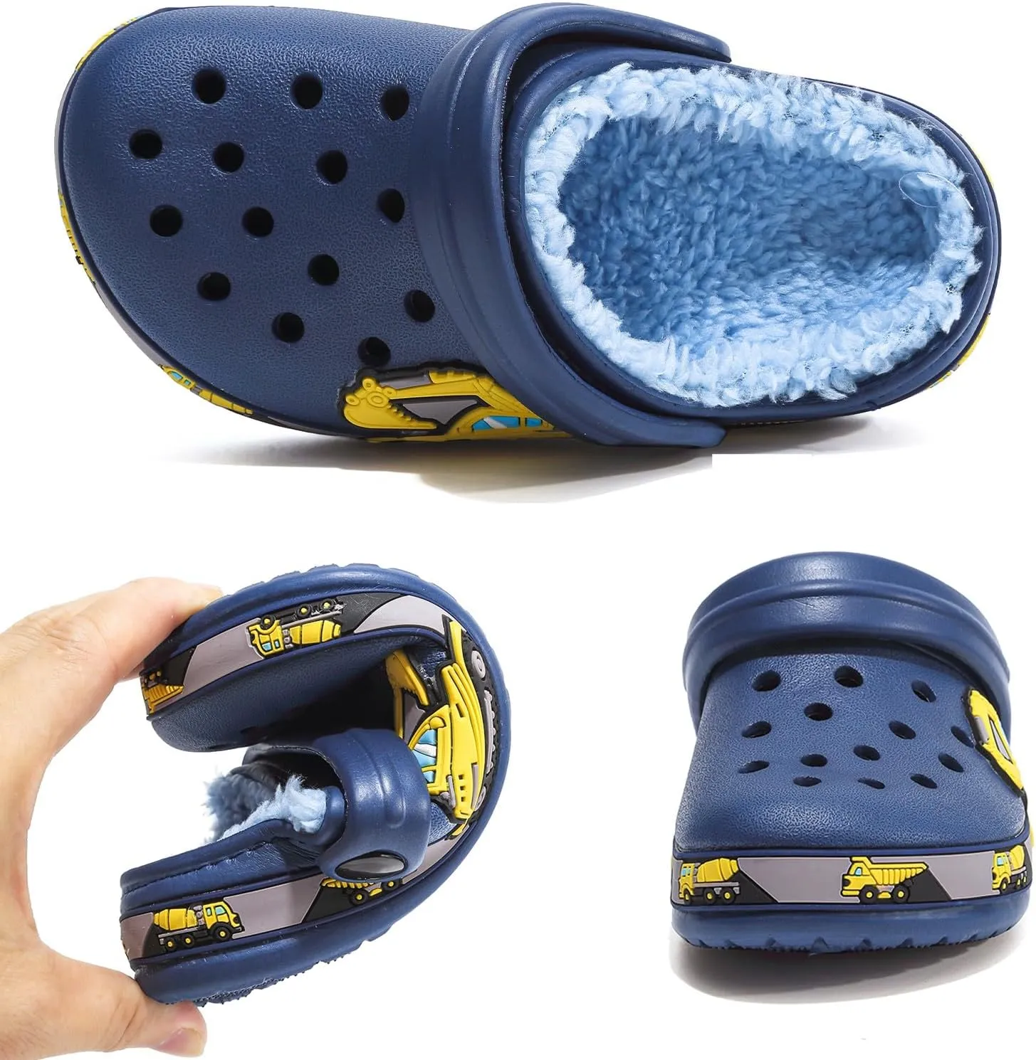 Toddler Lined Clog Slippers Winter Garden Sandals Kids House Shoes Warm Slip On Sneakers Cartoon Slides for Boys and Girls