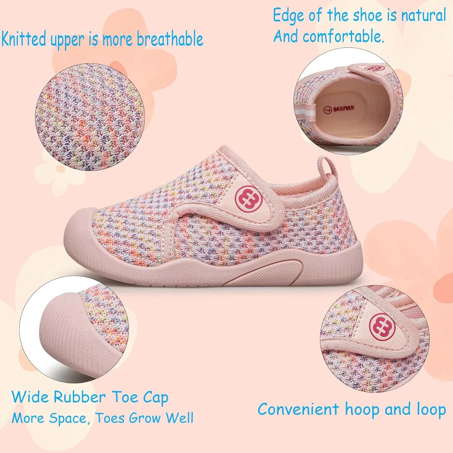 Toddler Tennis Shoes Boys Girls Lightweight Breathable Barefoot Shoes Wide Kids Slip On Sneakers
