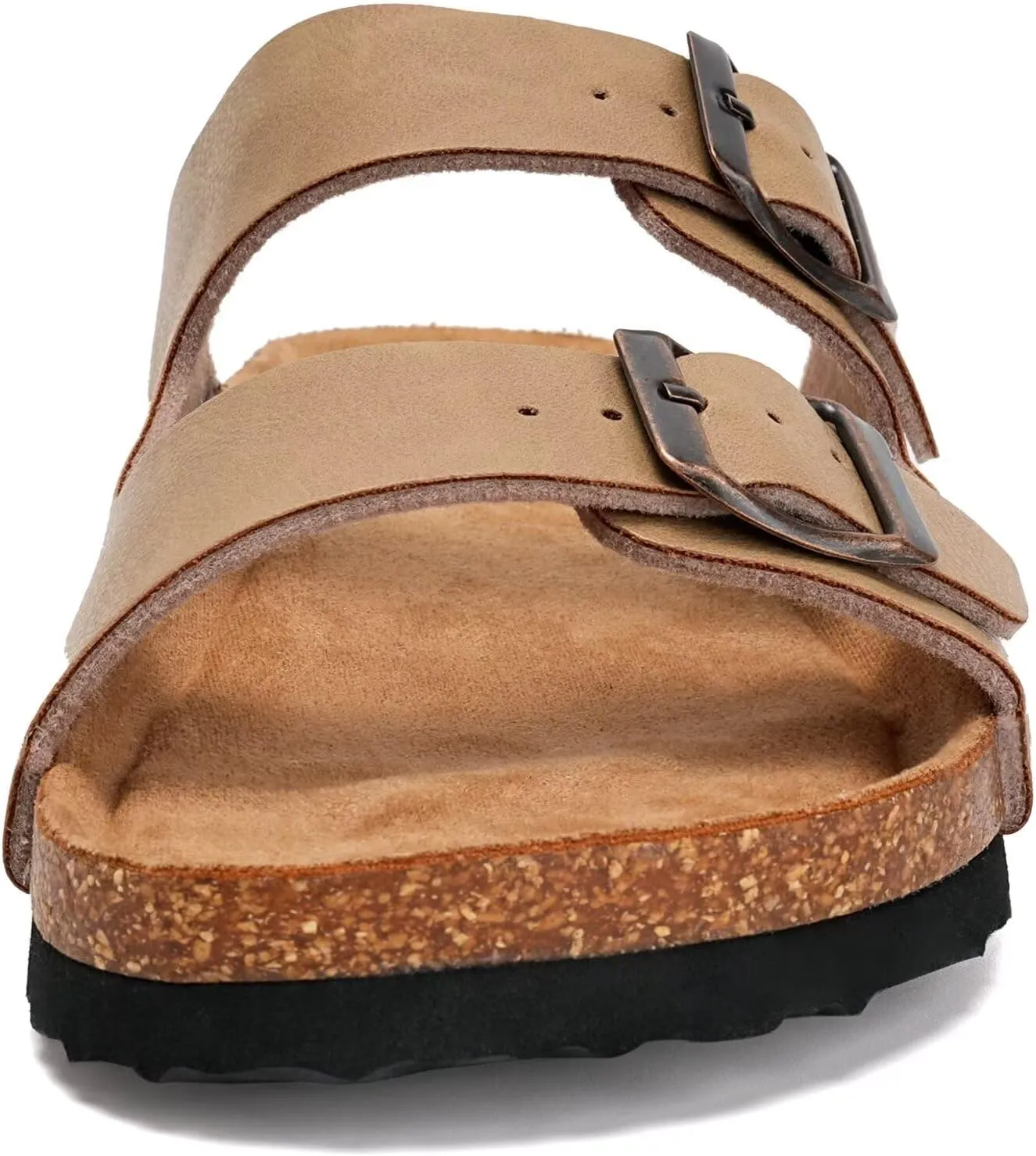 Torotto Womens Slides with Cork Footbed Open Toe Adjustable Webbing Flat Sandals for Walking | Beach | Indoor