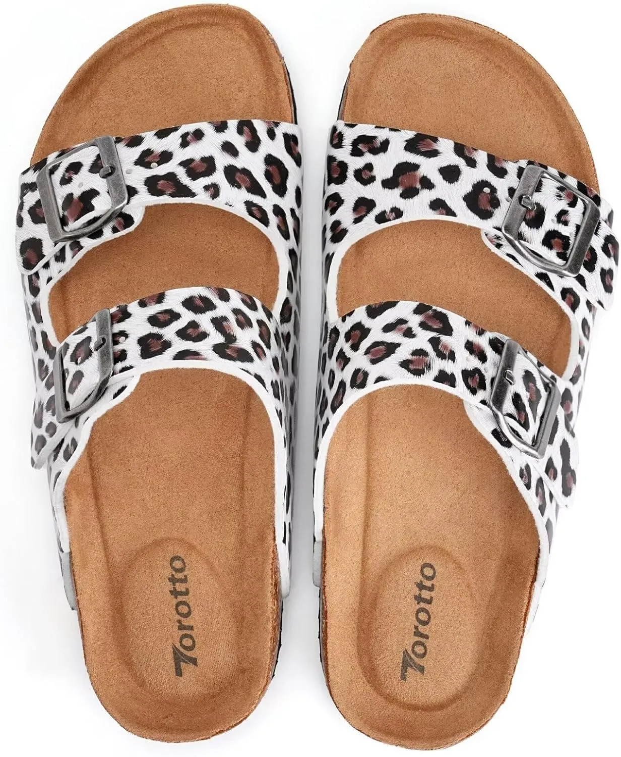 Torotto Womens Slides with Cork Footbed Open Toe Adjustable Webbing Flat Sandals for Walking | Beach | Indoor