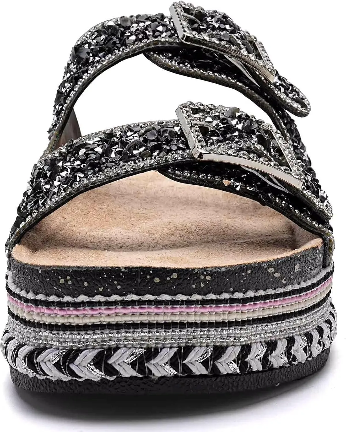Torotto Womens Slides with Cork Footbed Open Toe Adjustable Webbing Flat Sandals for Walking | Beach | Indoor