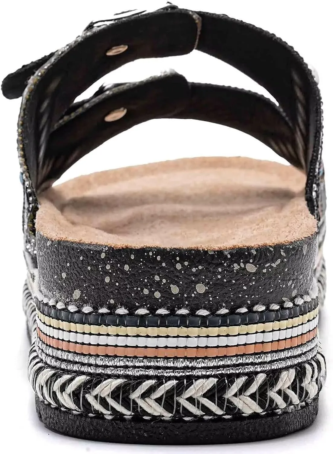 Torotto Womens Slides with Cork Footbed Open Toe Adjustable Webbing Flat Sandals for Walking | Beach | Indoor
