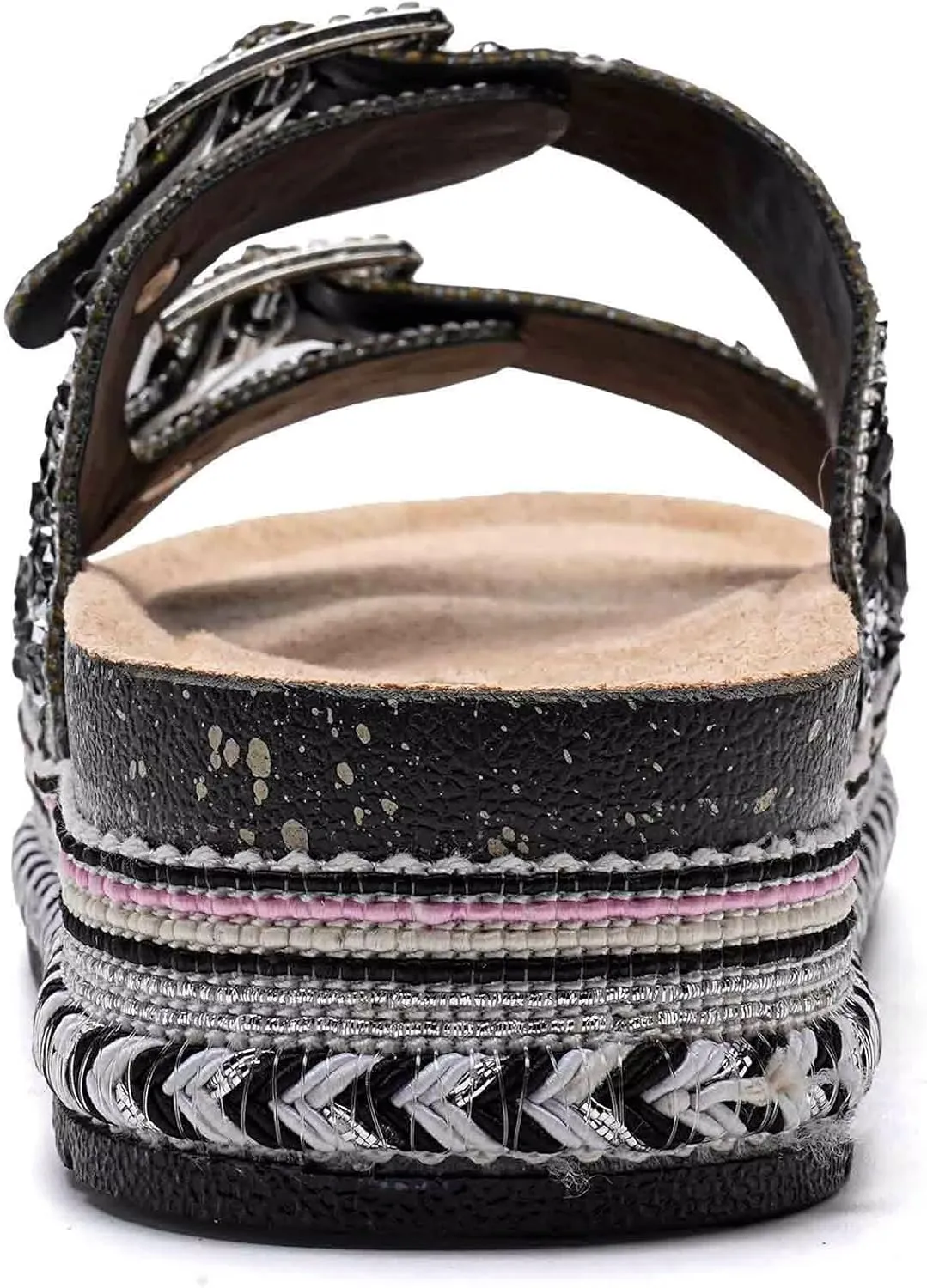 Torotto Womens Slides with Cork Footbed Open Toe Adjustable Webbing Flat Sandals for Walking | Beach | Indoor