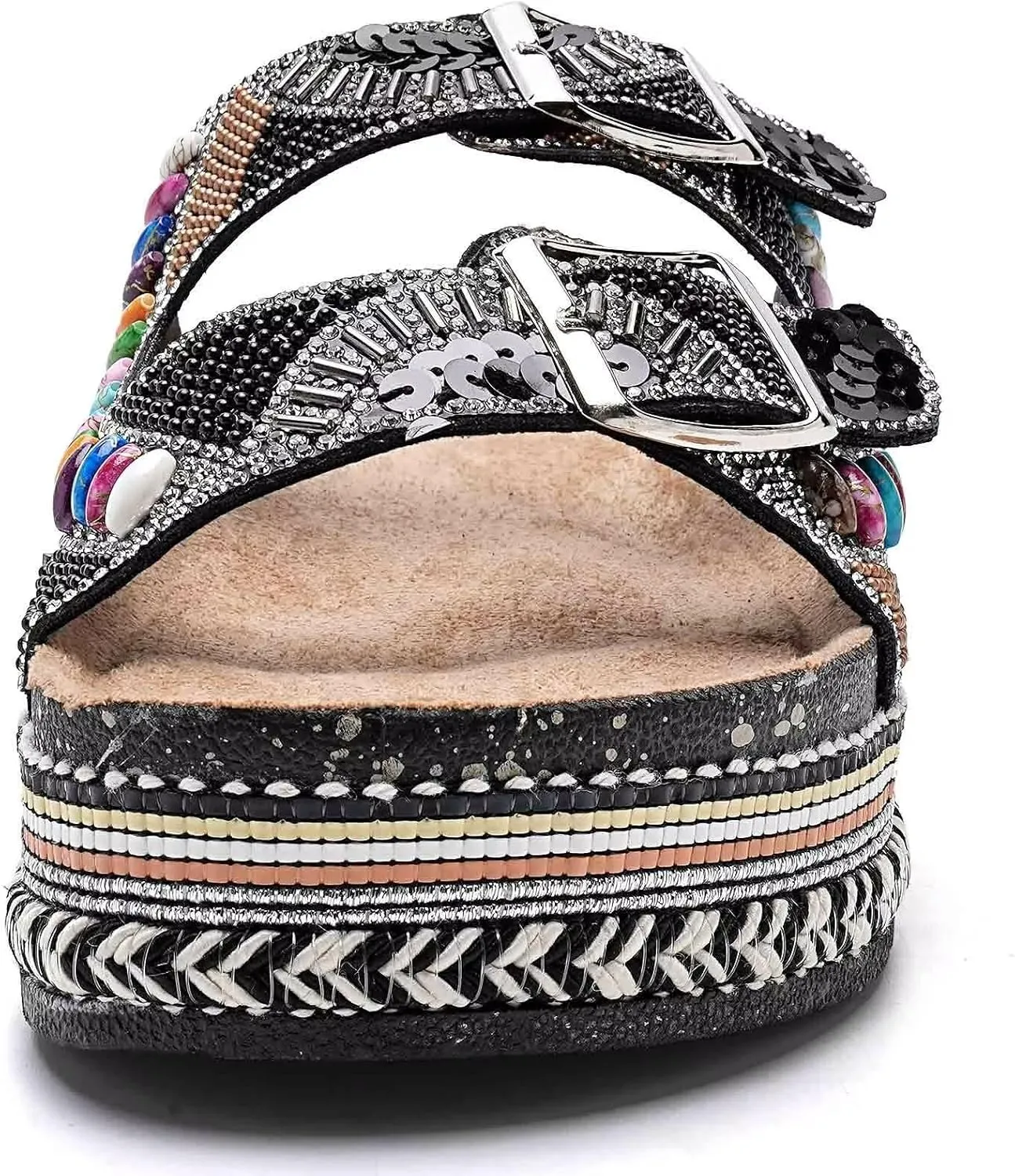 Torotto Womens Slides with Cork Footbed Open Toe Adjustable Webbing Flat Sandals for Walking | Beach | Indoor