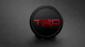 Toyota TRD Center Cap, Flat Black with Red Logo, 84mm Diameter, for 4Runner/Land Cruiser/Tacoma/Tundra