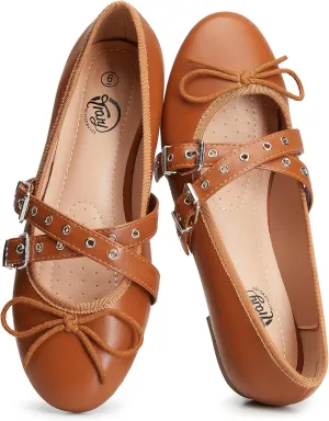 Trary Women's Mary Jane Shoes, Memory Foam Ballet Flats, Black
