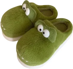 Trendy Alligator Plush Slippers for Women | Winter Indoor Footwear | Comfy & Warm | Anti-Slip Sole | Unique Crocodile Design