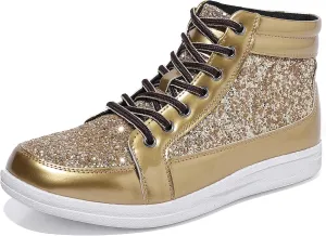 Trsorini Mens Glitter Sparkly Shoes Bling Sequin Lace Boots Fashion Sneakers High Top Casual Shiny Shoes