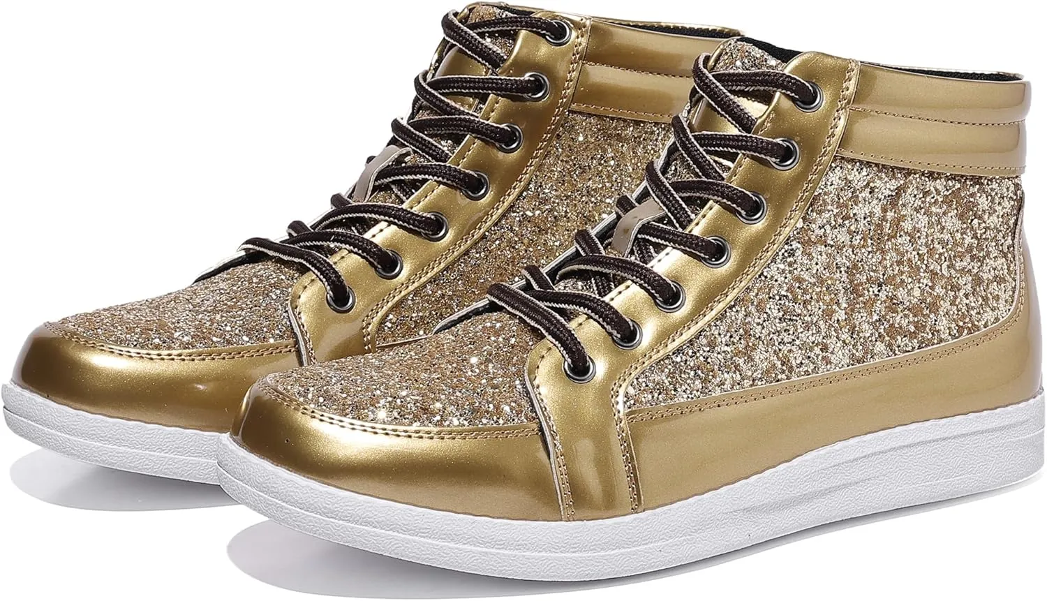 Trsorini Mens Glitter Sparkly Shoes Bling Sequin Lace Boots Fashion Sneakers High Top Casual Shiny Shoes