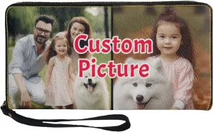 Tuoxiukan Custom Wallets For Women, Personalized Mom's Gifts, Customized Purse Wallets with Picture Text Zipper Long Wallet Purse Phone Case Cash Coin Organizer Pouch Gifts for Wife Girlfriend