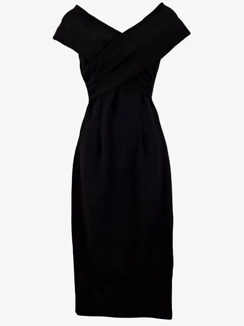 Tussah Cross Shoulder Sleek Midi Dress Size 8