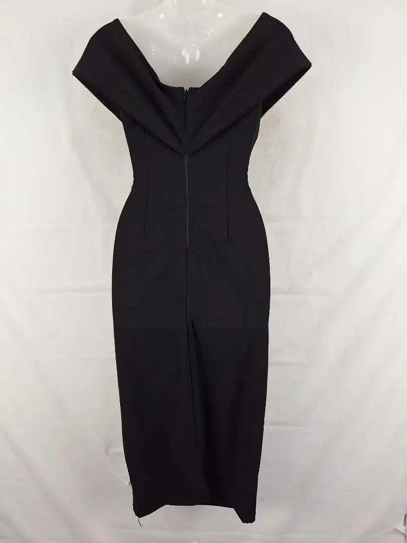 Tussah Cross Shoulder Sleek Midi Dress Size 8