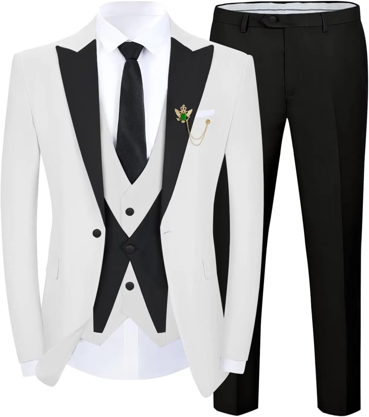 Tuxedo Men Suit Slim Fit 3 Piece Men Suits for Wedding Prom Groom Fashion One Button Blazer Vest Pants Set