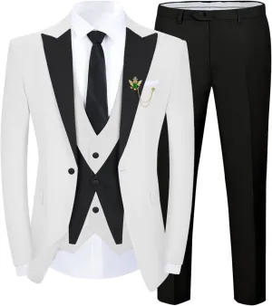 Tuxedo Men Suit Slim Fit 3 Piece Men Suits for Wedding Prom Groom Fashion One Button Blazer Vest Pants Set