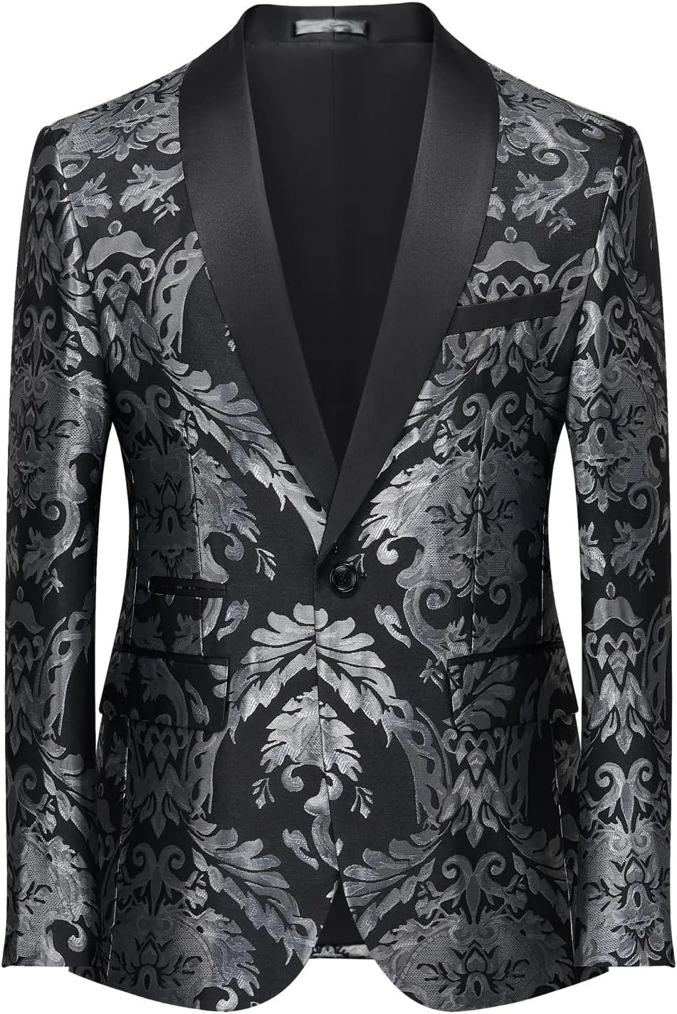 Tuxedo Suits for Men 2 Piece Regular Fit Suit Floral Blazer Jacket Waistcoat Pants Men Suit Set for Wedding Prom