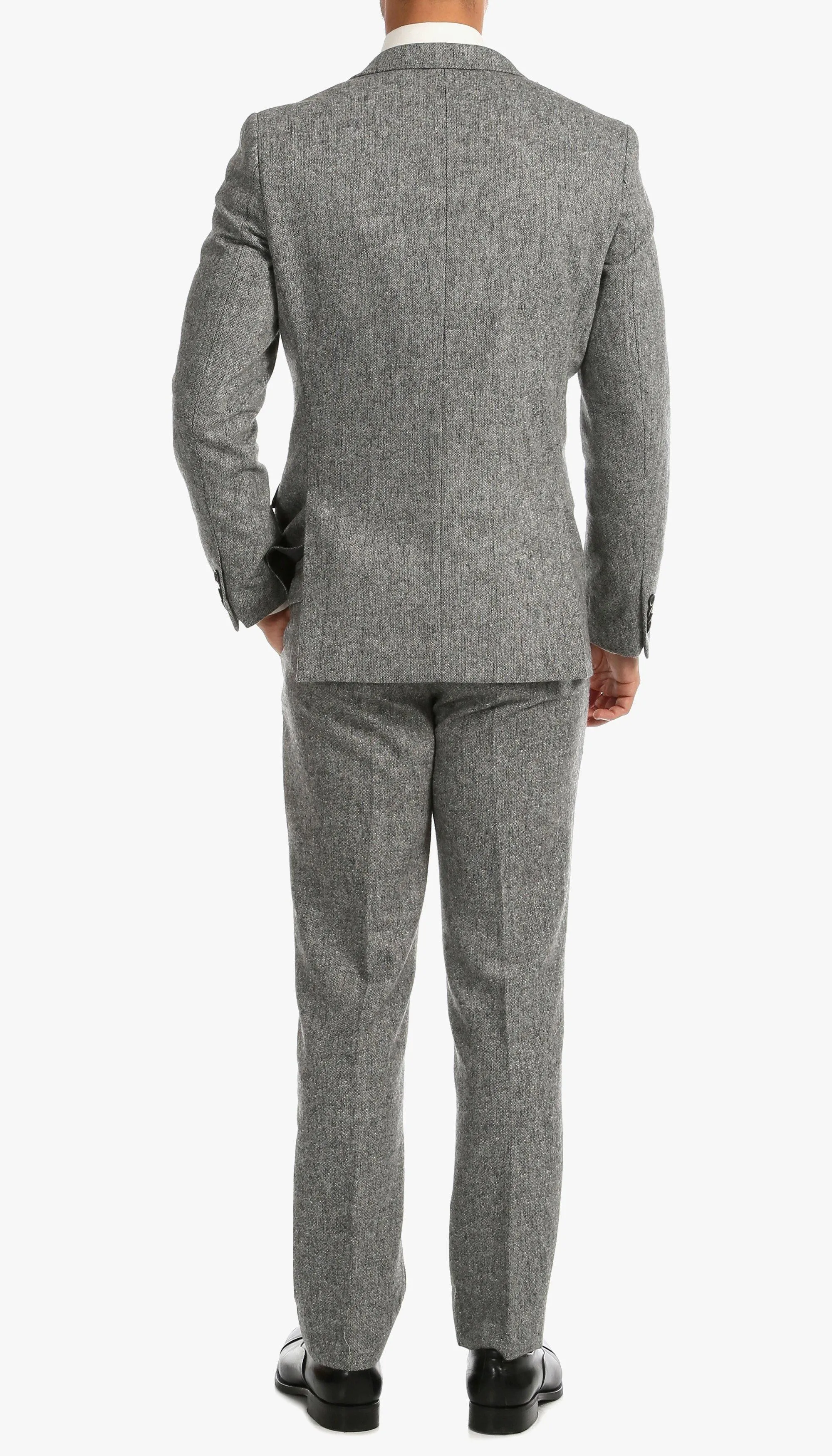 Tweed Men's Slim Fit 3 Piece Suit in Grey