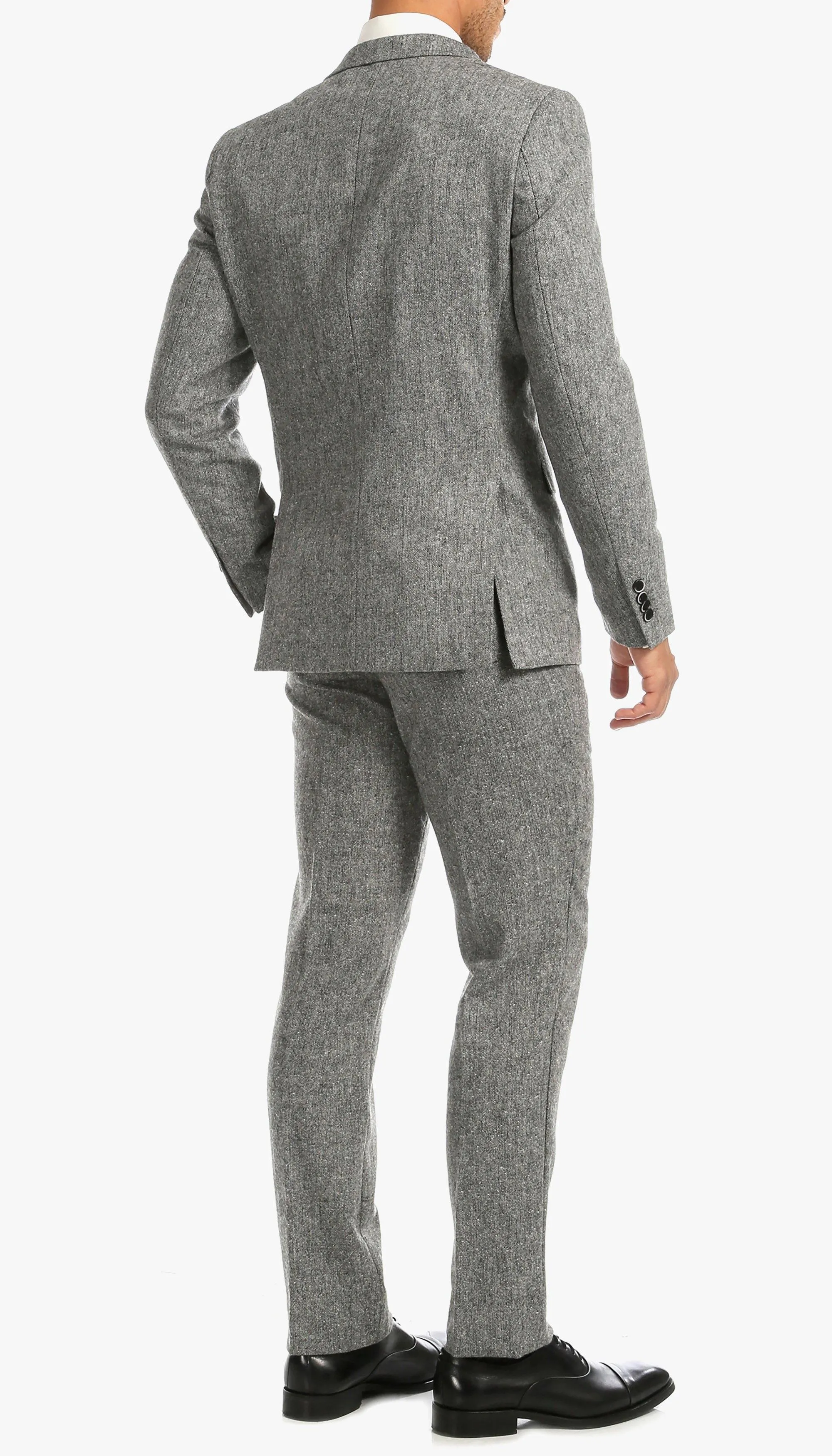 Tweed Men's Slim Fit 3 Piece Suit in Grey