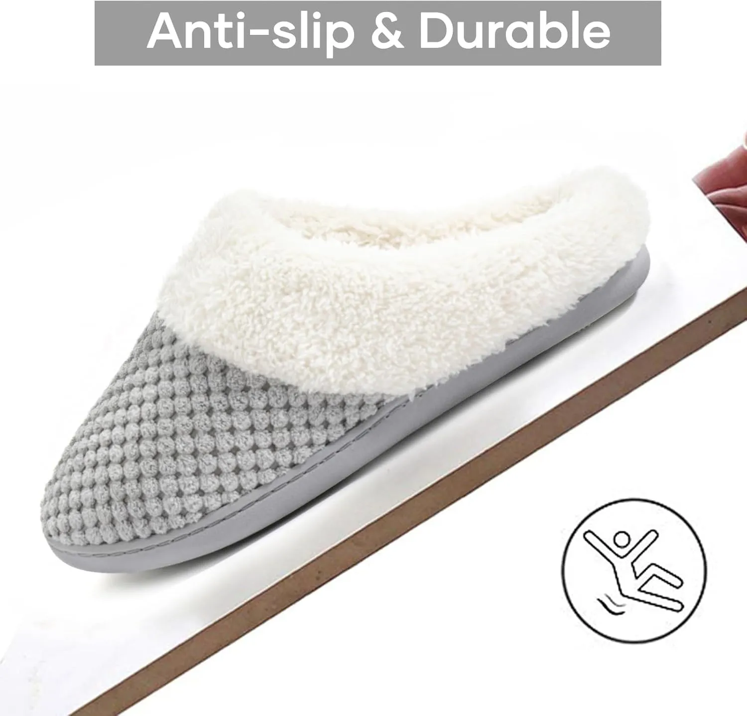 ULTRAIDEAS Women's Lamb-hug Comfy Fleece House Slippers Memory Foam, Slip-on House Shoes Indoor Outdoor