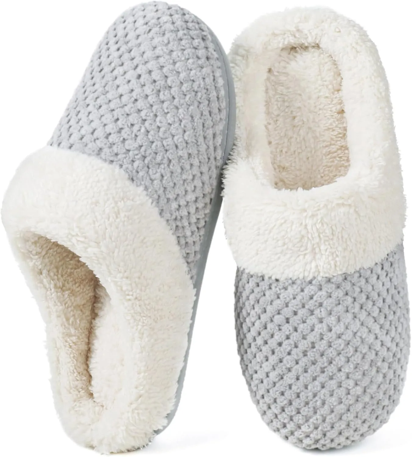 ULTRAIDEAS Women's Lamb-hug Comfy Fleece House Slippers Memory Foam, Slip-on House Shoes Indoor Outdoor