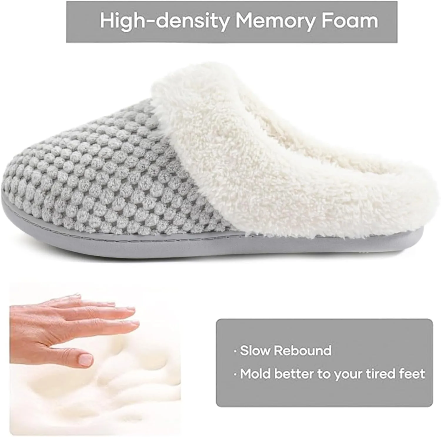 ULTRAIDEAS Women's Lamb-hug Comfy Fleece House Slippers Memory Foam, Slip-on House Shoes Indoor Outdoor