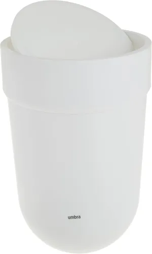 Umbra Touch Waste Can, Small Trash Can with Lid, Swing Lid Waste Basket, Garbage Can with Lid for Washroom/Bathroom, Soft Touch, Matte White Finish
