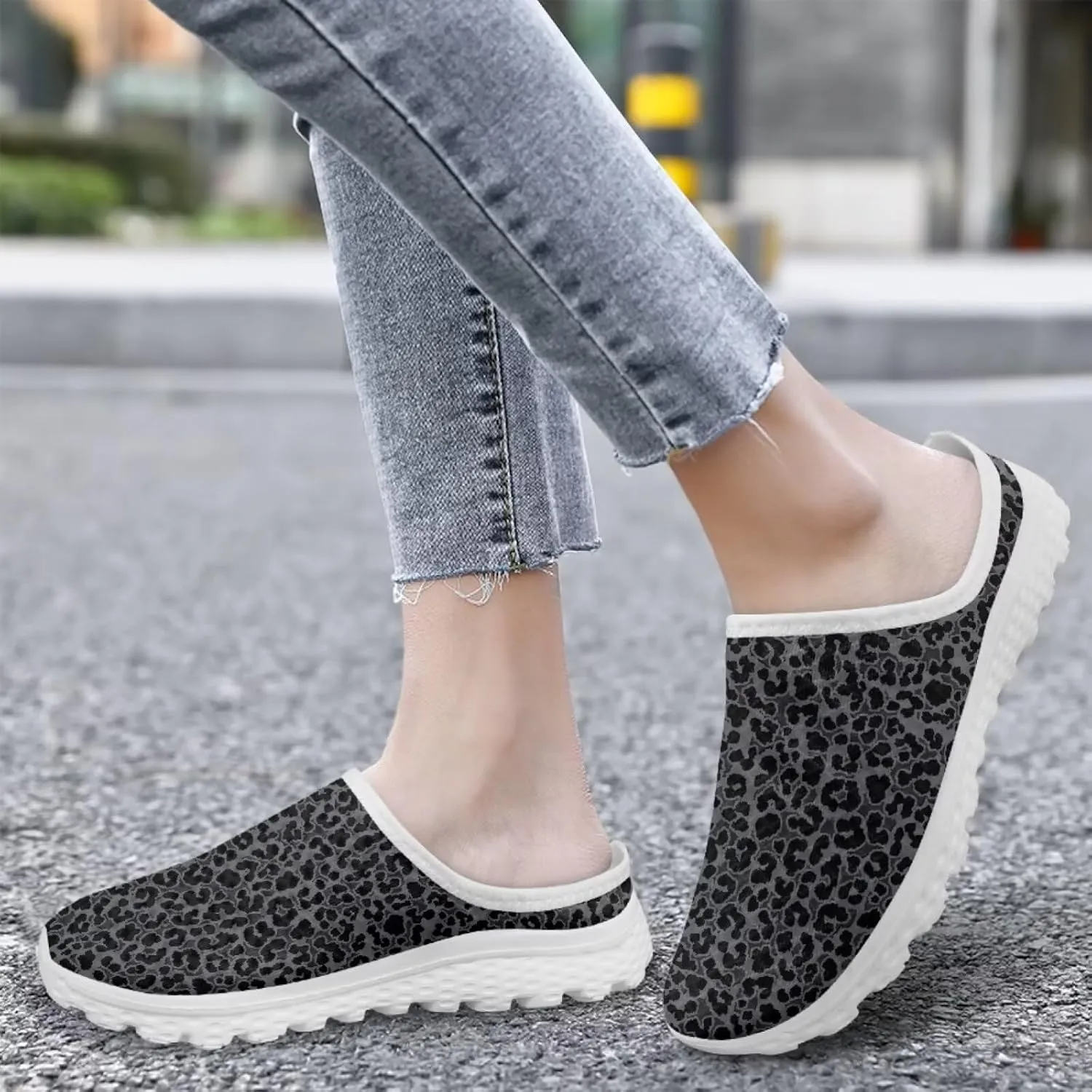 UNICEU Women Mules Shoes Slip On Open Back Mesh Sneakers Non Slip Backless Breathable House Slippers for Running Walking
