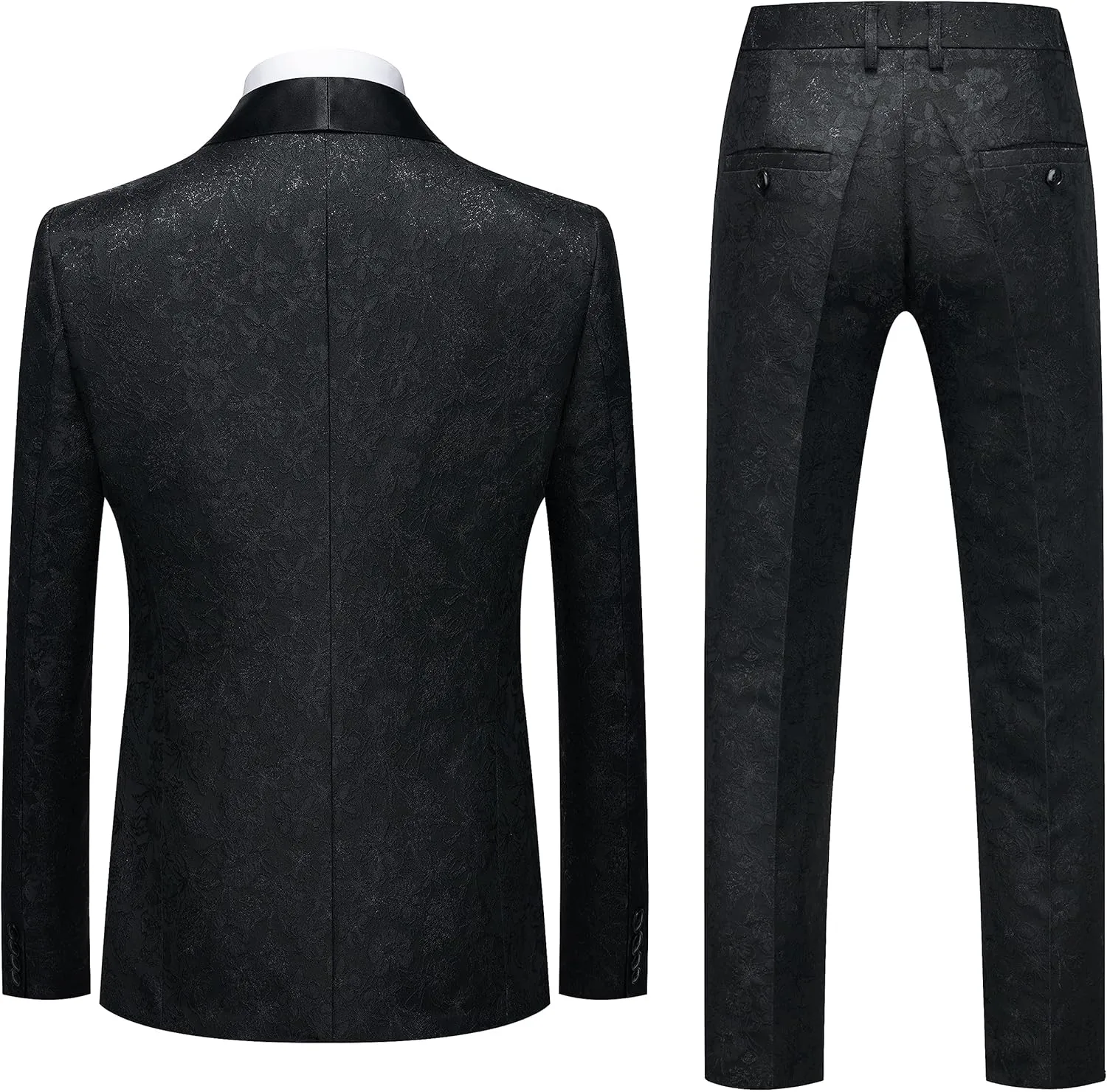 UNINUKOO Mens Slim Fit Suit 3 Piece 1 Button Paisley Prom Floral Wedding Tuxedo for Men