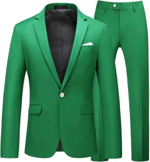 UNINUKOO Mens Suit Slim Fit 1 Button 2 Piece Wedding Party Holiday Solid Color Tux Suits for Men