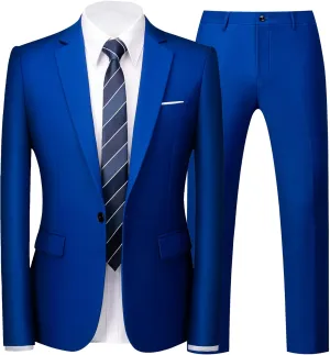 UNINUKOO Mens Suit Slim Fit 1 Button 2 Piece Wedding Party Holiday Solid Color Tux Suits for Men
