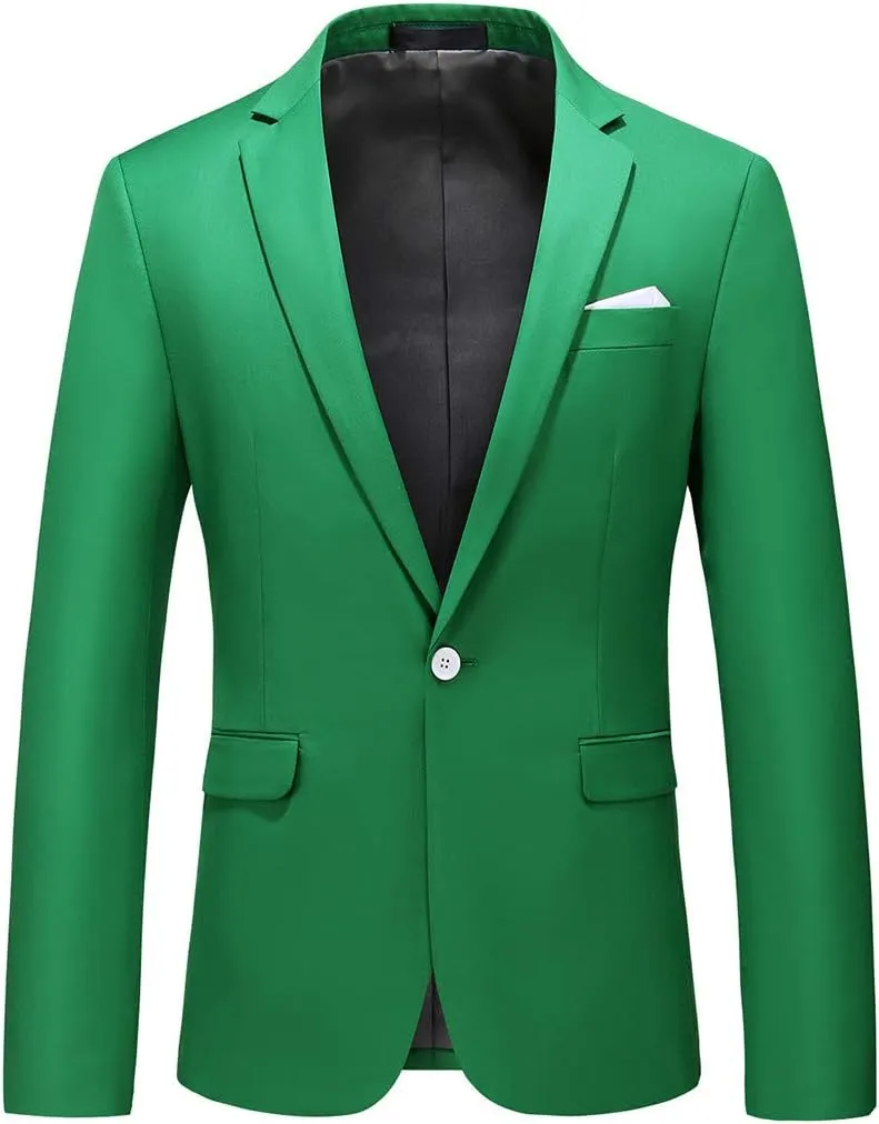 UNINUKOO Mens Suit Slim Fit 1 Button 2 Piece Wedding Party Holiday Solid Color Tux Suits for Men