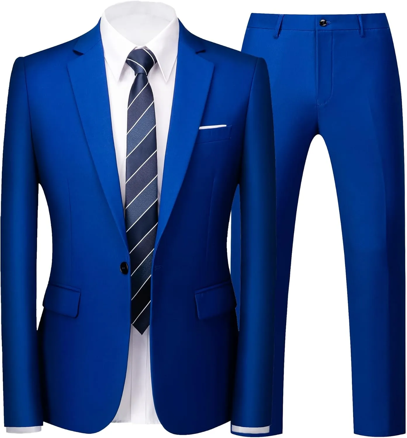 UNINUKOO Mens Suit Slim Fit 1 Button 2 Piece Wedding Party Holiday Solid Color Tux Suits for Men
